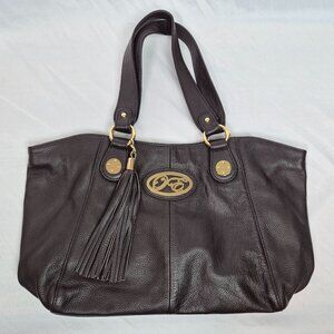 Onna Ehrlich Brown/Gold Pebble Leather Tassel Tote Handbag Purse NEW WITH TAGS!!